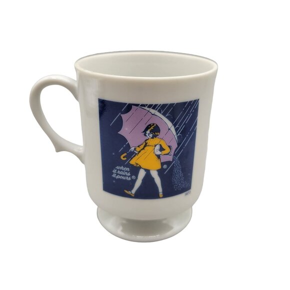 The Morton Salt Girls Pedestal Coffee Cup 150 Year Anniversary Advertising - Picture 1 of 7